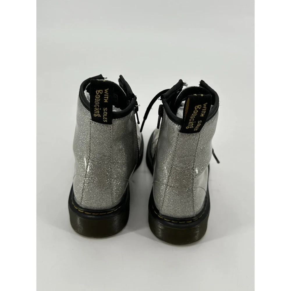 Dr Martens Boots‎ 1460 Glitter J Junior Girls Size 3 Silvery Gray Chunky Combat